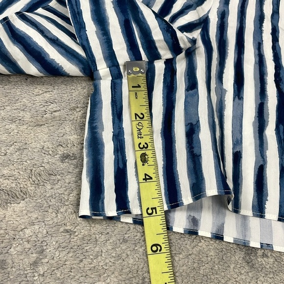 New Vince Painterly Striped Shorts Pull On Elastic Waist Blue White Sz XL - Picture 9 of 15